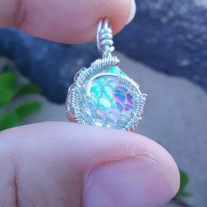 Silver Wrapped White Mermaid Necklace